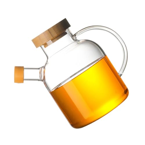 Toyvian Botella De Aceite De Vidrio Botella De Aceite De Borosilicato Con Tapa De Madera Para Cocina Dispensadora y Vinagre
