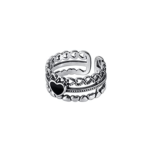 Anneaux d'ouverture pour les femmes bague ajustable coeur S925