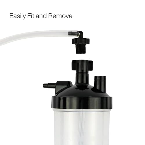 Image of Humidifier Bottle for Oxygen Concentrator with Connector Tube - Universal Fit, Unbreakable Design, 360 Swivel Connector - Oxygen Therapy Accessory