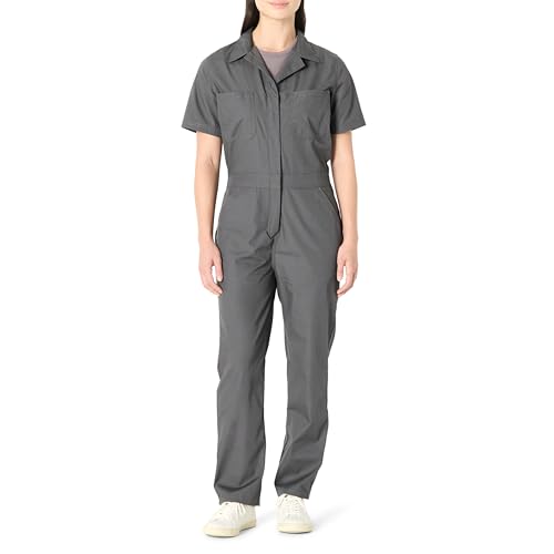Amazon Basics Womens Regular-Fit Short Sleeve Coveralls Charcoal X-Small