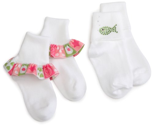 Jefferies Socks Girls 2-6x Stars And Swirls With Fishes Applique