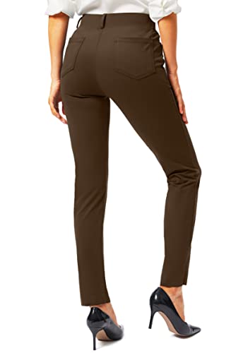 Rammus Womens Yoga Dress Pants With Pockets 26"/28"/30" Stretch Work Leggings For Women Pull On Skinny Slacks For Business Office Casual Coffee #TOP2