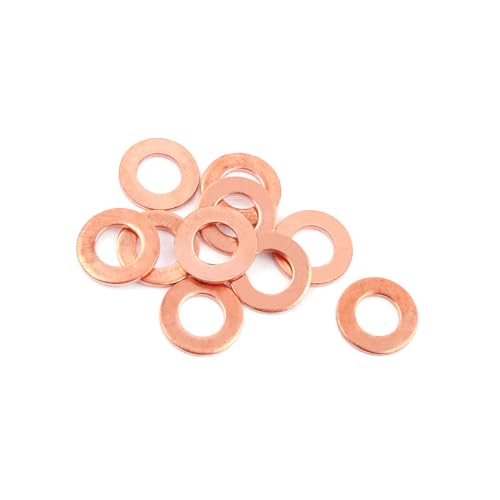 Hihaha 10pcs 6mm x 12mm x 1mm Flat Ring Copper Crush Washer Sealing Gasket Fastener Durable Material
