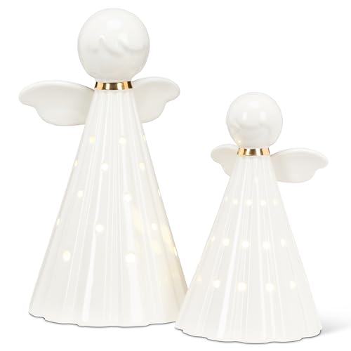 Abbott Collection Small Simple Angel with LED Light Decorative Figurine - Ceramic, White (6 inches H) by Abbott Collection - Image 3