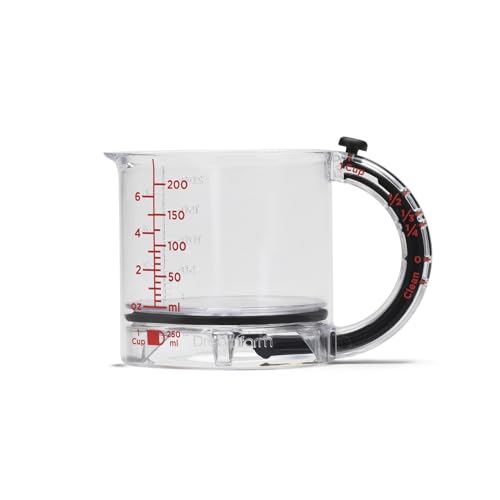 Dreamfarm Upcup All-in-1 Adjustable Measuring Cup, Metric & Imperial Measurements up to 1 Cup - Black/Clear