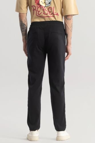 Image of SNITCH Black Textured Relaxed Trousers