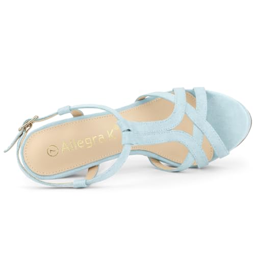 Allegra K Allegra K Women's T Strap Slingback Platform Stiletto Sky Blue Heel Sandals 9 M US