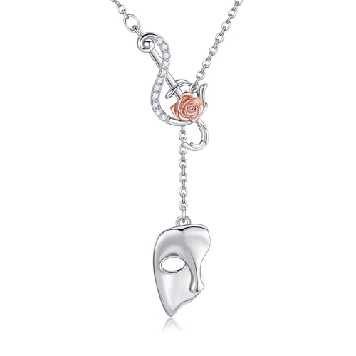 HUKKUN Foglia/Fantasma dell'Opera Y Collana in argento Sterling Lariat collana gioielli regalo per le donne, Argento sterling