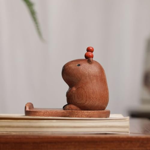 Support de téléphone Capybara en bois et figurine de bureau - 5