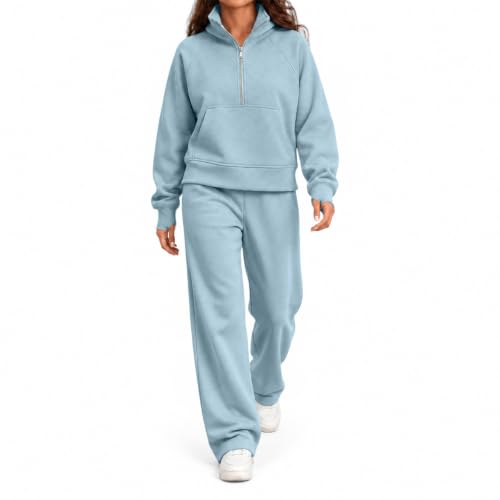 Women Jogging Suits 2 Piece Set Zip Up Fleece Baggy Pullover Tops - image 6