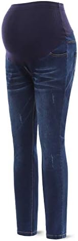 SUNNYBUY Women Maternity High Waist Jeans Pregnancy Pants Stretch Belly (Navy XXL)