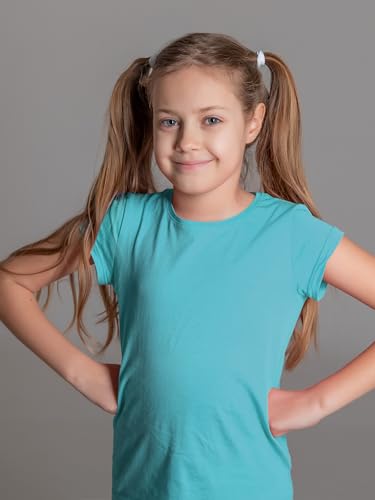 QWE 4 Pieces Girls Shirts Short Sleeve Cotton T-Shirts Graphic Tees Summer Tops Clothes for Girls 5-12 Years4