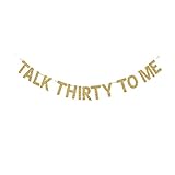 Talk Thirty to Me Banner, Fun Gold Gliter Paper Sign Decors for Men/Women 30th Birthday Party...