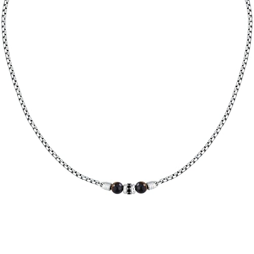 Morellato Collana Uomo in Acciaio, Pietre Naturali, Cristalli, Occhio di Tigre, Collezione PIETRE - S1744