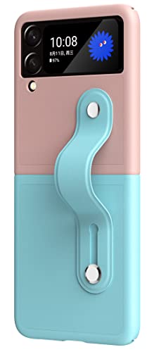 Keyyo Diseño de la caja del teléfono para Samsung Galaxy Z Flip 3, cubierta protectora de la piel de la PC con el soporte de la pulsera - rosa Cover