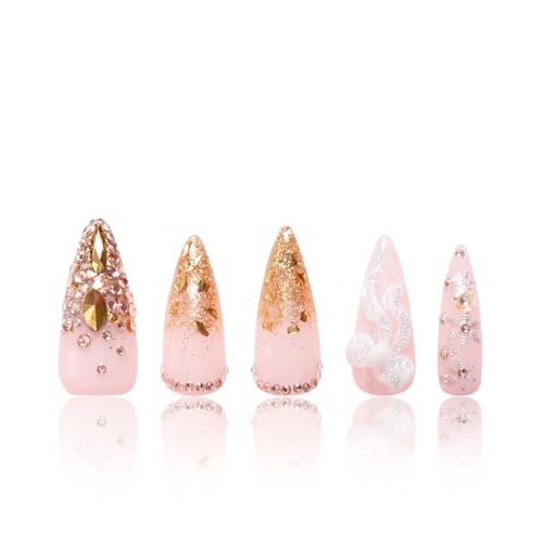 LOVFUL Press on Nails Gold Flow | Handmade with Full