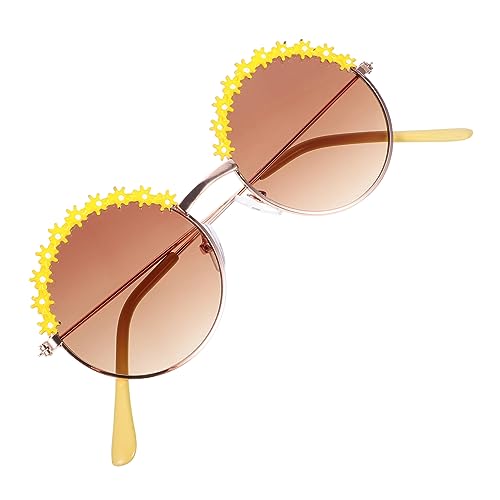 WRITWAA Unique Kids Sunglasses Metal Round Frame Baby Girl Glasses Decorative Outdoor Eyewear Photo Prop Sunglasses Stylish for Christmas Carnival Theme Events