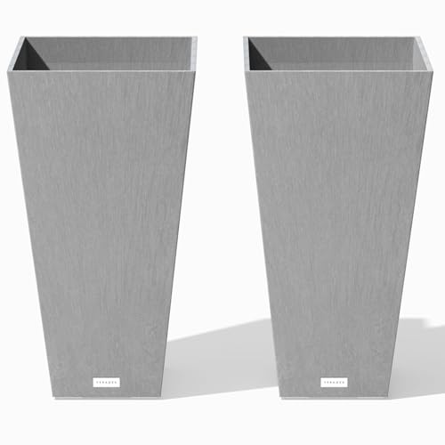 Image of Veradek Pure Series Taper Planter - Tall Tapered Outdoor Planter with Shelf