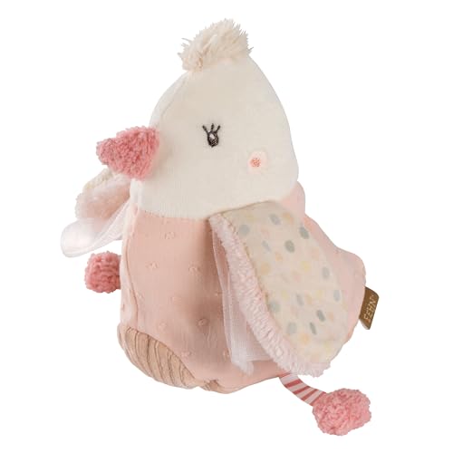 Fehn Animal calentador pájaro, Acogedor peluche con bolsa de calor/frío extraíble, Cojín de semillas de uva como fiel compañero, Cojín de cereales para bebés y niños pequeños desde el nacimiento