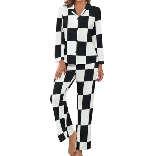Vêtement de nuit ouvert devant cadeau idéal motif damier original