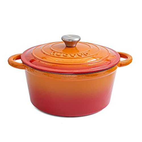 Cast Iron Pot with Lid – Non-Stick Ovenproof Enamelled Casserole Pot – Sturdy Dutch Oven...