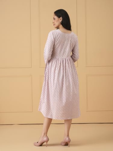 Image of The Mom Store Maternity and Nursing Dress | Pre and Post Pregnancy Dress for Womens | Zipper /Button Opening | Causal Wear | Trendy Stylish Causal Dresses for New Moms