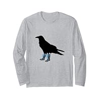 Funny Crow in Wellies Bird in Wellington Boots Novelty Long Sleeve T-Shirt