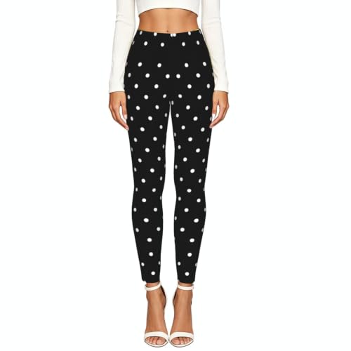 Leggings de lunares blancos para mujer elásticos contra la fricción en el gimnasio 2