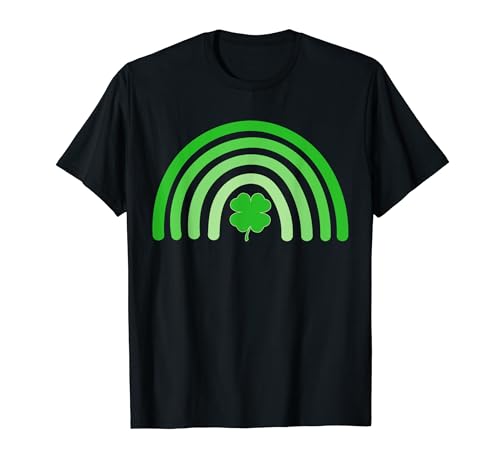 Trébol verde de cuatro hojas del día de San Patricio, lindo arco iris verde Camiseta