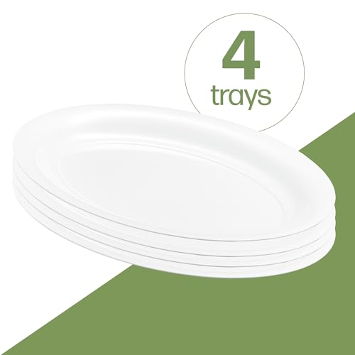 Plasticpro Plastic Oval Serving Trays - Serving Platters Oval 11 X 16 Disposable Party Dish White Pack Of 4 thumb #4