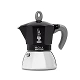 Bialetti Caffettiera Moka Induction, 2 Tazze (100 ml), Adatta a Tutti i piani cottura, Design Elegante, Nero