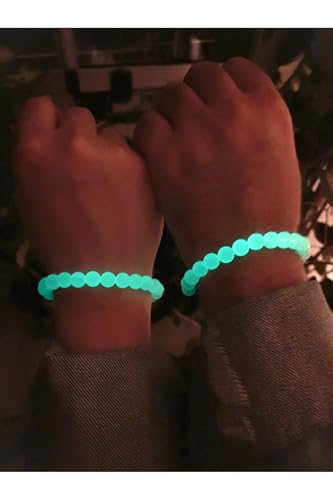 2 Adet Unisex Karanlıkta Parlayan Fosforlu Kedigözü Sevgili ve Arkadaşlık Bilekliği, Yeşil Tek Ebat