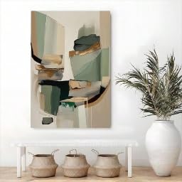 Tableau texturé rose poudré or et vert 40x60 cm sans cadre - 3