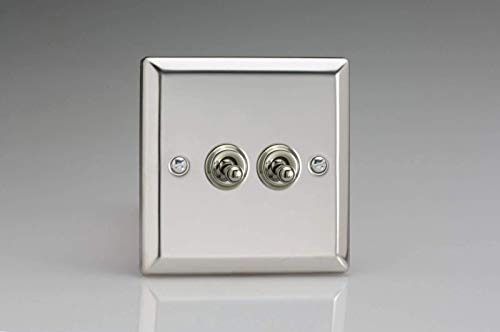 Varilight XCT2 Toggle Switches 2 Gang Mirror Chrome,91x91x36mm
