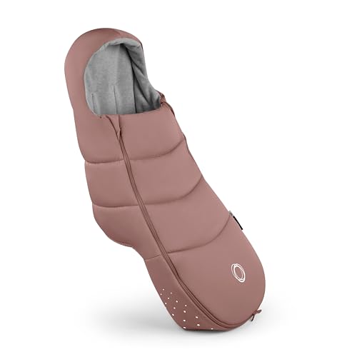 Image of Bugaboo All-Season Footmuff for Strollers - Weatherproof, Breathable, Water-Repellent, Removable Insert, Fits All Bugaboo Strollers - Dusty Pink | Soft fleece lining, breathable materials, weatherproof protection, two-way zipper, reflective details, Dusty Pink