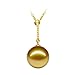 Produktbild DX.PZ 18 Karat Gold Runden 9-9,5 mm Schwarz Gelb Tahitian Pearl Anhänger Halskette für Frauen Hochzeit Jahrestag Geschenke,Gold
