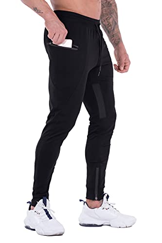FIRSTGYM Mens Joggers Sweatpants Slim Fit Workout Training Thigh Mesh Gym Jogger Pants with Zipper Pockets3