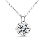 SuperJeweler Moissanite Pendant Necklace for Women in Real White or Yellow Gold w/Free 18' Silver Chain | Moissanite Solitaire Necklace Available in Multiple Carat Weights | E-F Color, VVS1 Clarity