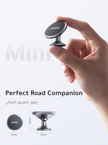 UGREEN Magnetic Car Phone Holder Car Mount, [360° Rotation Super Stable], One-hand Auto Lock, Mobile Holder Accessories, Fit for iPhone 17/16/15/14, Samsung S25/24/23/Z Flip, 2 Metal Plates included