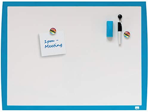Nobo Kleines Magnetisches Whiteboard, Farbiger Rahmen, Wandmontage, Inklusive Passendem Zubehör, Zuhause/Büro, 585 x 430 mm, Blau, 2104176