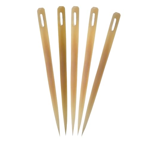 Lord of Battles - Juego de 5 agujas de bordado de hueso vikingo, acabado natural, hecho a mano de hueso auténtico, accesorio de hueso totalmente funcional