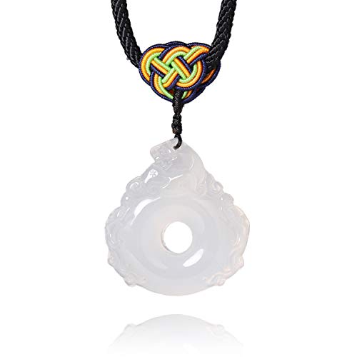 MATT HANN Safety Circle Pendant Original Handmade Grounding Stone Protection (White Chalcedony)