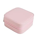 SHINAN Caja de joyería impermeable collar lápiz labial anillos caja de almacenamiento de cuero con espejo