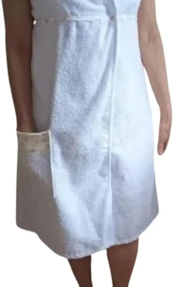 Roupão de Banho com Alças e Touca New Robe em Tecido Atoalhado Aveludado Branco, Sem Mangas, Confortável para Pós-Banho e Rotina de Beleza - Tamanhos P M G GG