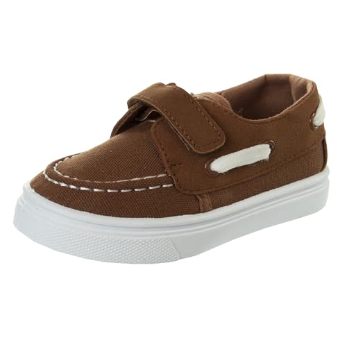 Josmo Toddler Boys Easy-On Boat Style Moc-Toe Sneakers, Tan (6 Medium, Toddler)