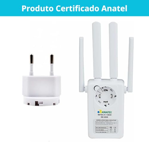 Amplificador Wi-Fi 4 Antenas 300Mpbs Repetidor de Sinal Wifi Wireless Fácil Configuração WPS