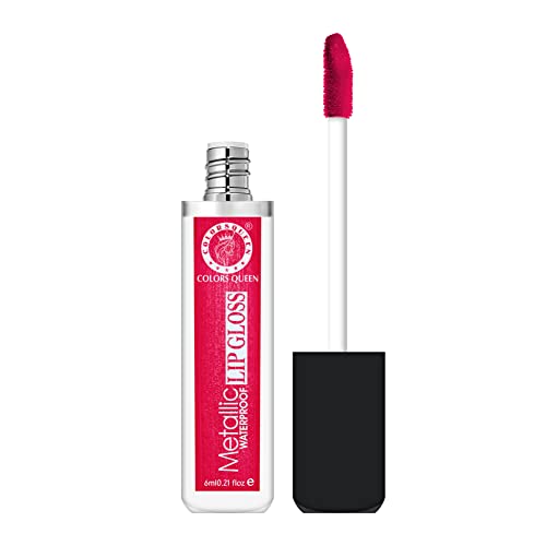 Image of Colors Queen Metallic Waterproof Lip Gloss | Lightweight Lip Gloss with High Shine | Glossy Liquid Lipstick with Shimmer for Smooth & Shiny Lips, Non-Sticky Formula (03 - Neon Carnival)
