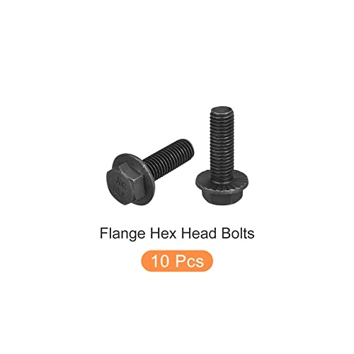 Image of METALLIXITY Flanged Hex Head Bolts (M10x30mm) 10pcs, Hexagon Serrated Flange Bolt Fully Thread Screw - for House Construction Hardware Fasteners