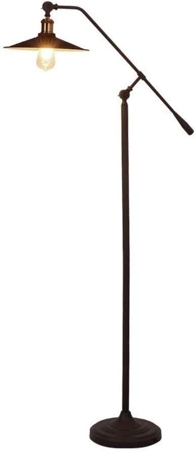 Lámpara de pie LED retro industrial de hierro forjado con brazo largo ajustable para salón