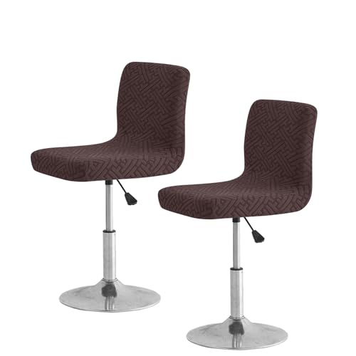 Image of FUANGUI Bar Stool Covers with Backs, 2 Pack Stretch Bar Stool Chair Covers, Knitted Jacquard Bar Stool Covers,Washable Bar Chair Covers Swivel Barstool Slipcovers (Knitted Coffee 01)